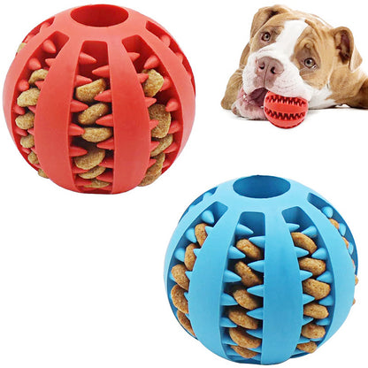 1PC Bola de brinquedo para cães pequenos, brinquedo interativo elástico para mastigar cachorros, limpeza dos dentes, bola de comida de borracha, acessórios para animais de estimação