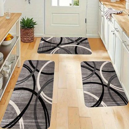 1pc tapete de cozinha grosso antiderrapante com padrão cinza-durável, resistente a manchas para sala de estar, varanda, varanda e decoração de casa