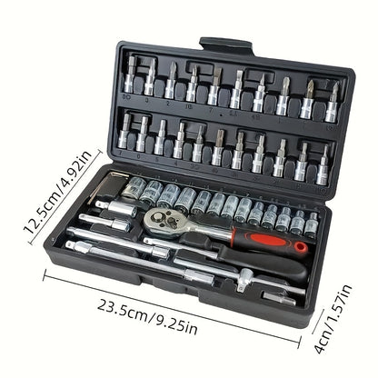 Conjunto de chave de soquete de aço cromo vanádio 150pcs/46pcs - Kit de broca Torx durável para reparos automotivos e domésticos, inclui estojo de armazenamento avançado, sem necessidade de montagem, sem carga, sem bater