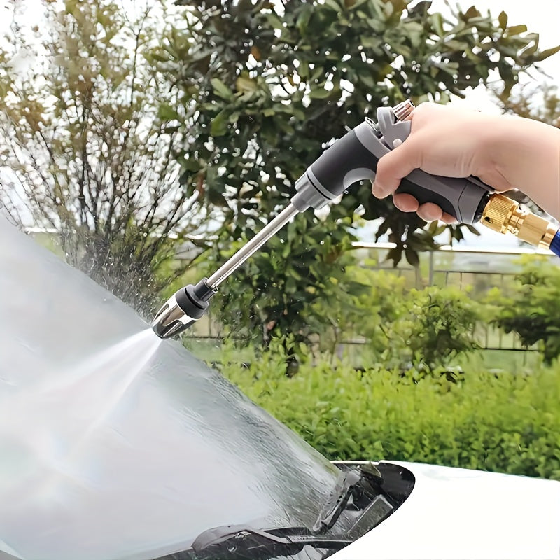 Pistola de espuma para lavagem de carros de alta pressão com alça longa - Bico de spray ajustável para limpeza, irrigação e enchimento de pneus - Inclui canhão de espuma e frasco de spray de pressão