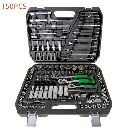 Conjunto de chave de soquete de aço cromo vanádio 150pcs/46pcs - Kit de broca Torx durável para reparos automotivos e domésticos, inclui estojo de armazenamento avançado, sem necessidade de montagem, sem carga, sem bater