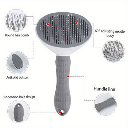 Escova de limpeza para animais de estimação de 1 unidade - Pente de remoção de pelos eficiente para cães e gatos, cabo ergonômico, material ABS durável.