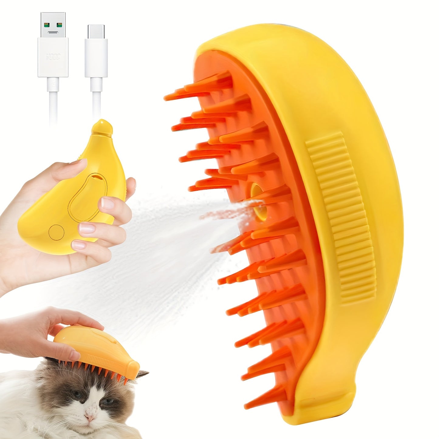 Escova de vapor para gatos, escova de vapor autolimpante para gatos para remover pelos emaranhados e soltos, escova de vapor para gatos para massagem, pente para remoção de pelos de animais de estimação para cães e gatos