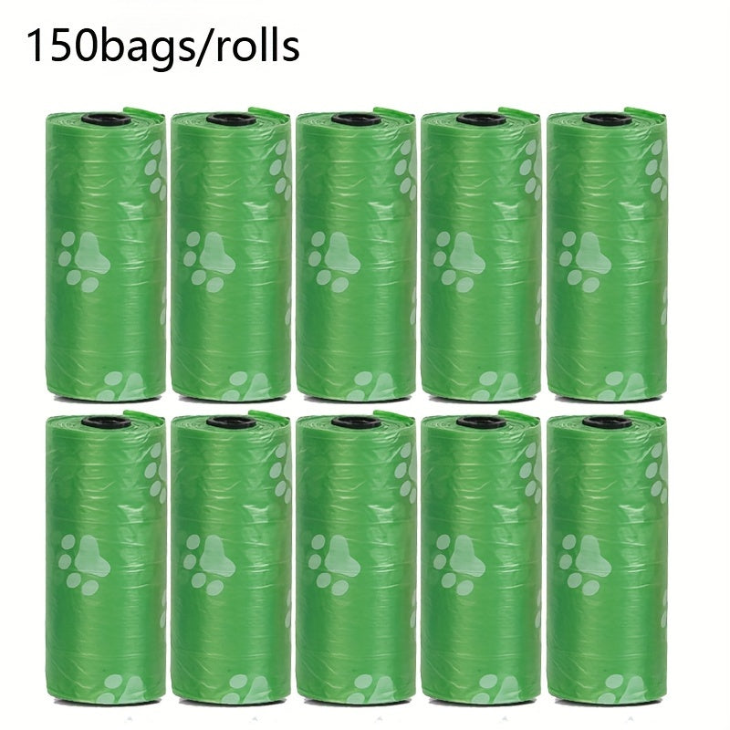 150 unidades/10 rolos grossos sacos para cócó de cachorro à prova de vazamento, adequados para caminhadas ao ar livre, disponíveis nas cores preto e verde