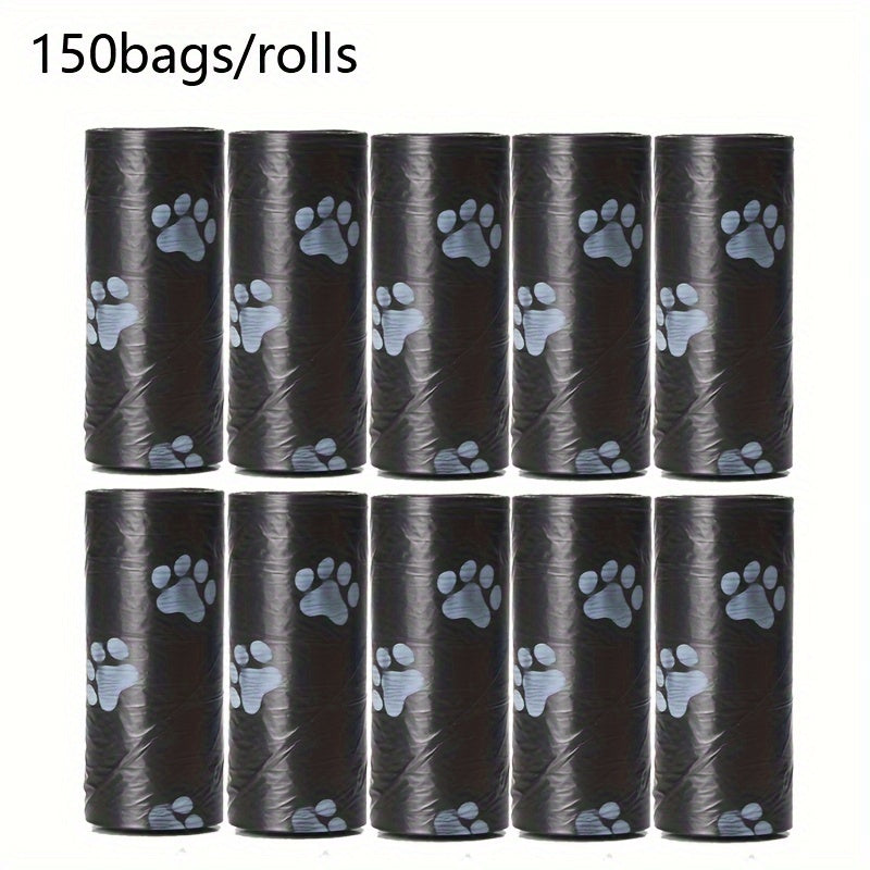 150 unidades/10 rolos grossos sacos para cócó de cachorro à prova de vazamento, adequados para caminhadas ao ar livre, disponíveis nas cores preto e verde