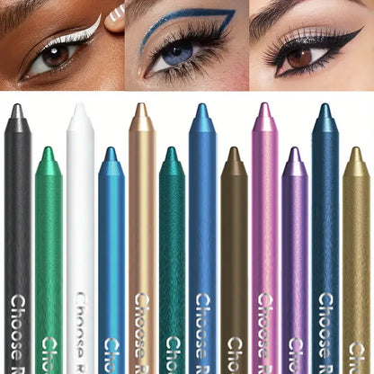 Conjunto de 12 cores com glitter e brilho Eyeliner Stick Pack - Lápis delineador de tom azul de longa duração com aplicação suave - Versátil