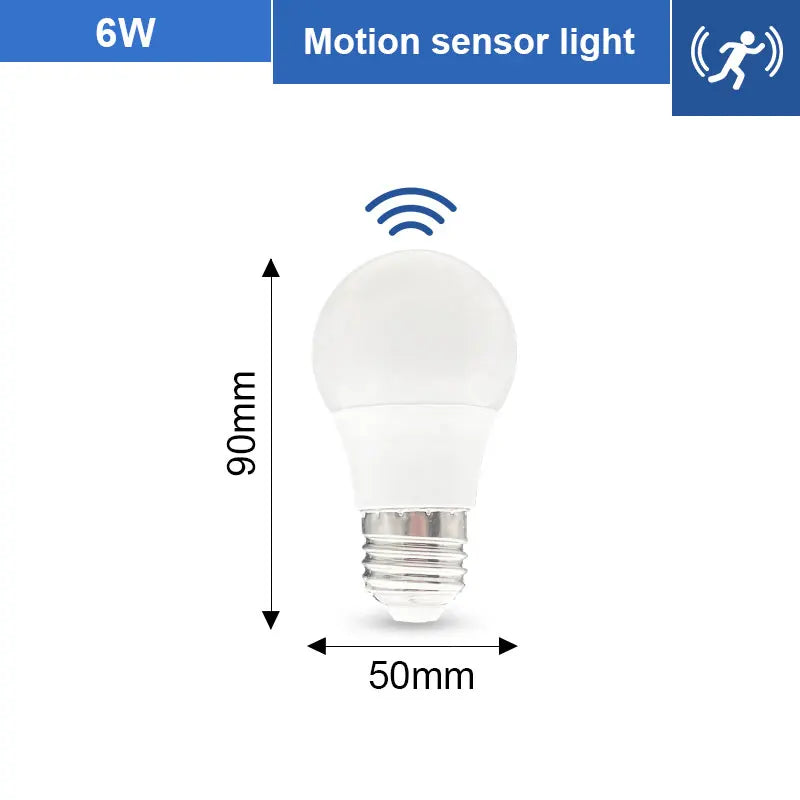 1pc Sensor de movimento LED Lâmpada 6W 9W 12W 15W 18W 20W E27 Sensor de radar Lâmpada de luz Lamparas 110V 220V para caminho de escada residencial