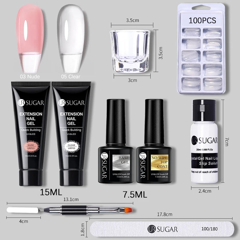 UR SUGAR Acrílico UV Gel Extensão Unhas Gel Kit Nude Glitter Cor Gel Construção Rápida Esmalte Tudo Para Manicure Nail Art Design