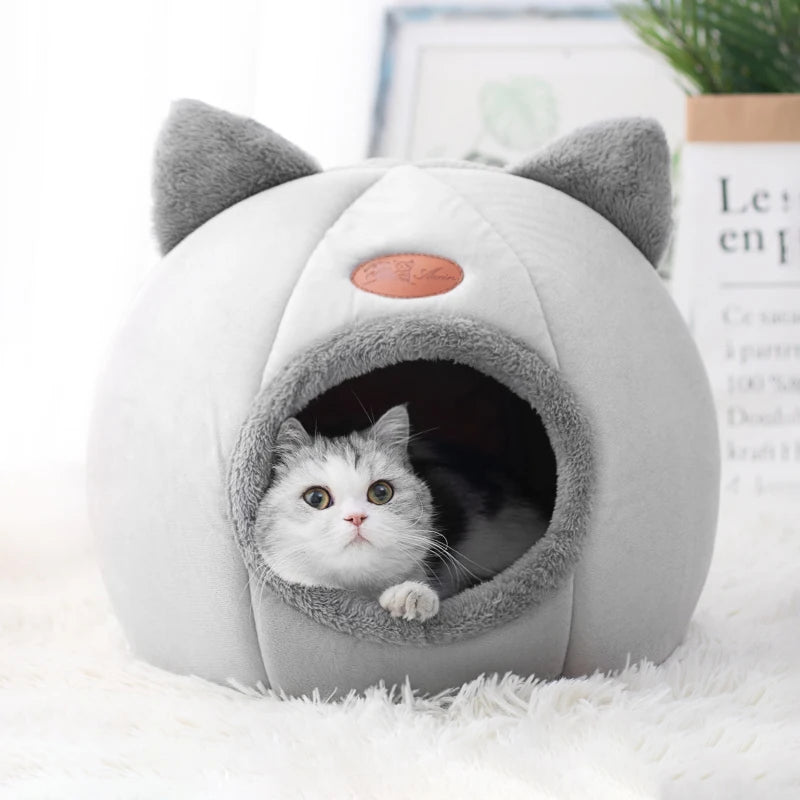 Novo conforto para sono profundo no inverno cama para gatos cesta pequena cama para cães, produtos para animais de estimação tenda caverna aconchegante ninho cama gato