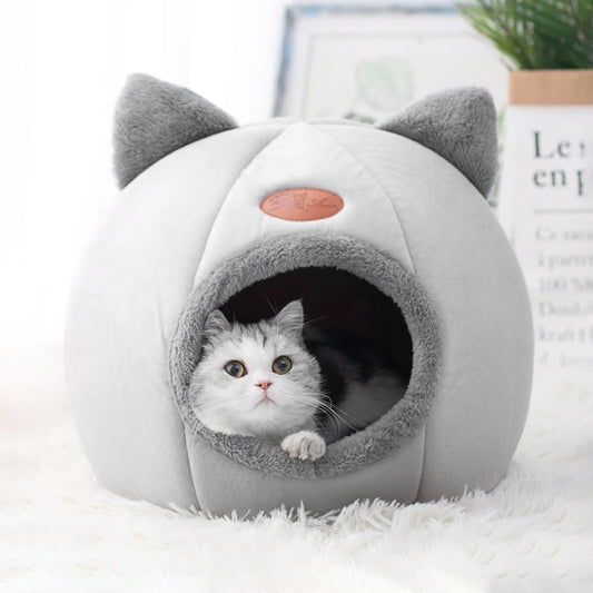 Novo conforto para sono profundo no inverno cama para gatos cesta pequena cama para cães, produtos para animais de estimação tenda caverna aconchegante ninho cama gato