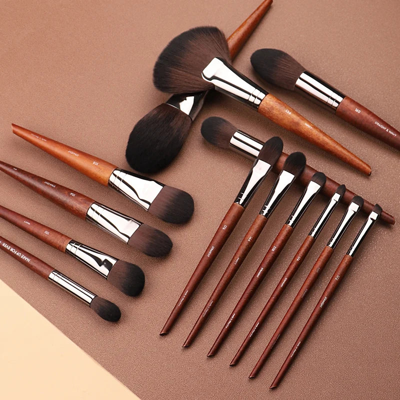 MyDestiny MUF Conjunto de pincéis de maquiagem e kit para base, blush, sombra, destaque em pó, pincéis de sobrancelha para artista profissional