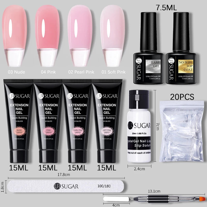 UR SUGAR Acrílico UV Gel Extensão Unhas Gel Kit Nude Glitter Cor Gel Construção Rápida Esmalte Tudo Para Manicure Nail Art Design