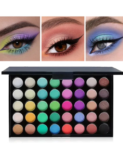 Paleta de sombras com glitter, 40 cores, fosca, à prova de água, longa duração, pó prensado, kit de cosméticos, moda feminina, paleta de maquiagem para os olhos