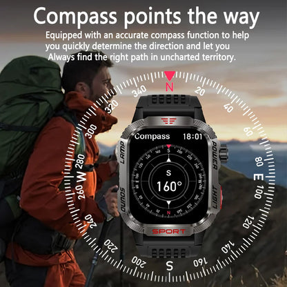 Novo para Huawei Xiaomi Militar GPS Smart Watch Homens Lanterna Bússola À Prova D'Água Esporte Ao Ar Livre Rastreador Bluetooth Chamada Smartwatch