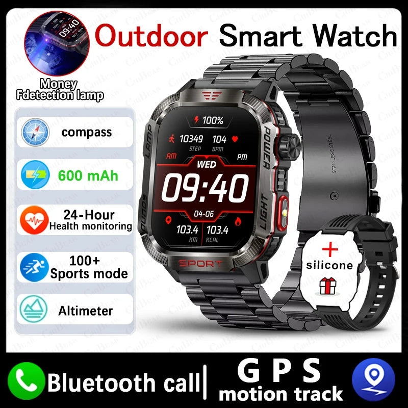 Novo para Huawei Xiaomi Militar GPS Smart Watch Homens Lanterna Bússola À Prova D'Água Esporte Ao Ar Livre Rastreador Bluetooth Chamada Smartwatch