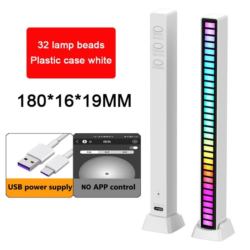 Lâmpada RGB LED Strip Lights Captador de Luz Controle de Som Lâmpada Luz Ambiente Controle de APP Inteligente Ritmo Musical para Jogo Luz de Mesa