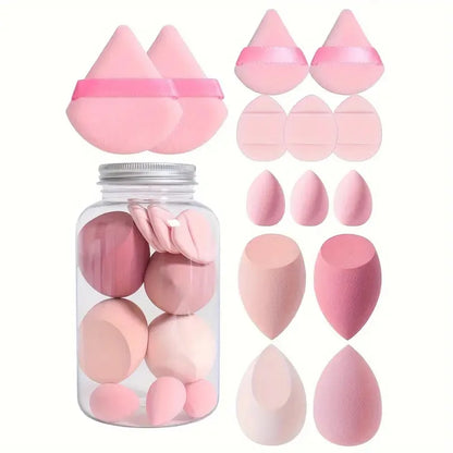 14 pçs/set conjunto de esponja de maquiagem com frasco de armazenamento veludo beleza liquidificadores maquiagem esponja dedo puff fundação cosméticos puffs