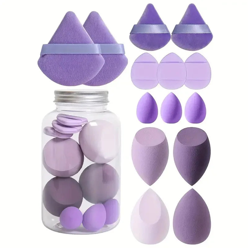 14 pçs/set conjunto de esponja de maquiagem com frasco de armazenamento veludo beleza liquidificadores maquiagem esponja dedo puff fundação cosméticos puffs