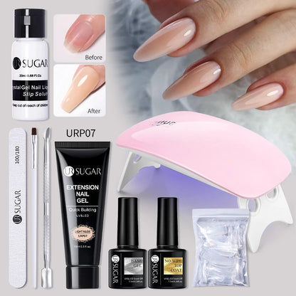 UR SUGAR Acrílico UV Gel Extensão Unhas Gel Kit Nude Glitter Cor Gel Construção Rápida Esmalte Tudo Para Manicure Nail Art Design