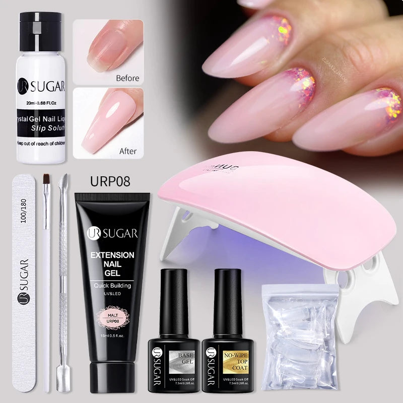 UR SUGAR Acrílico UV Gel Extensão Unhas Gel Kit Nude Glitter Cor Gel Construção Rápida Esmalte Tudo Para Manicure Nail Art Design