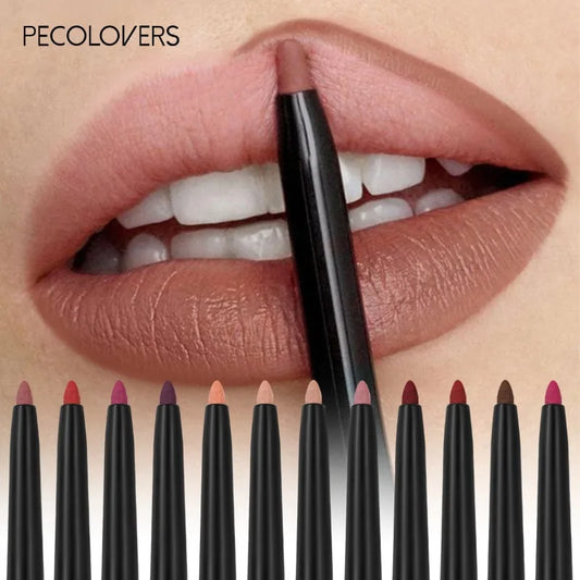 Delineador labial fosco de 12 cores - à prova de água, hidratante, de longa duração e antiaderente, perfeito para todos os tipos de pele