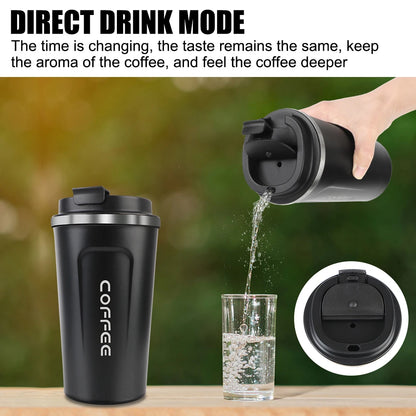 Caneca térmica para carro Thermo Cafe Coffee Mug 380/510ML à prova de vazamentos Copo térmico de viagem para chá, água, café, aço inoxidável duplo