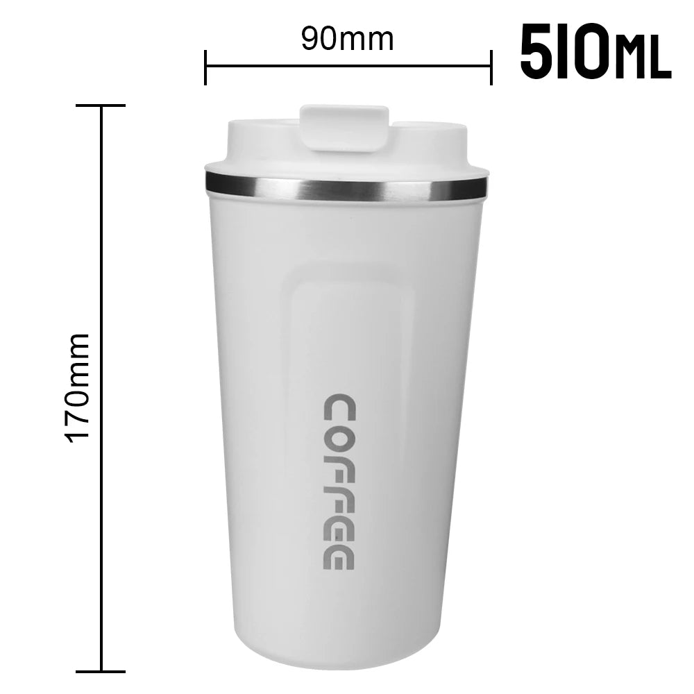 Caneca térmica para carro Thermo Cafe Coffee Mug 380/510ML à prova de vazamentos Copo térmico de viagem para chá, água, café, aço inoxidável duplo