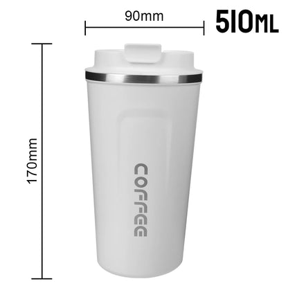 Caneca térmica para carro Thermo Cafe Coffee Mug 380/510ML à prova de vazamentos Copo térmico de viagem para chá, água, café, aço inoxidável duplo