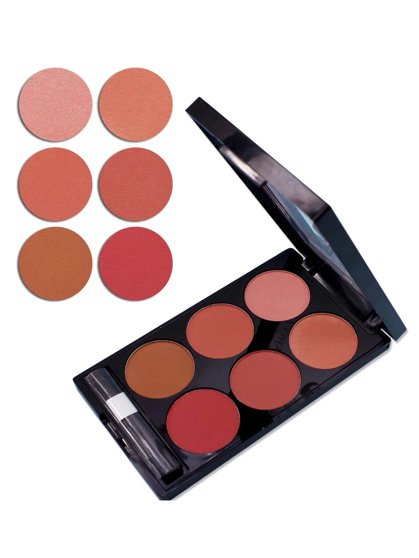 Paleta completa de blush e contorno de 6 cores, paleta de maquiagem em pó fosco perolado