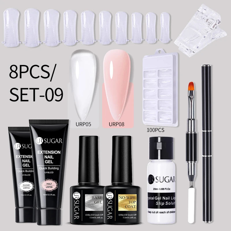 UR SUGAR Acrílico UV Gel Extensão Unhas Gel Kit Nude Glitter Cor Gel Construção Rápida Esmalte Tudo Para Manicure Nail Art Design