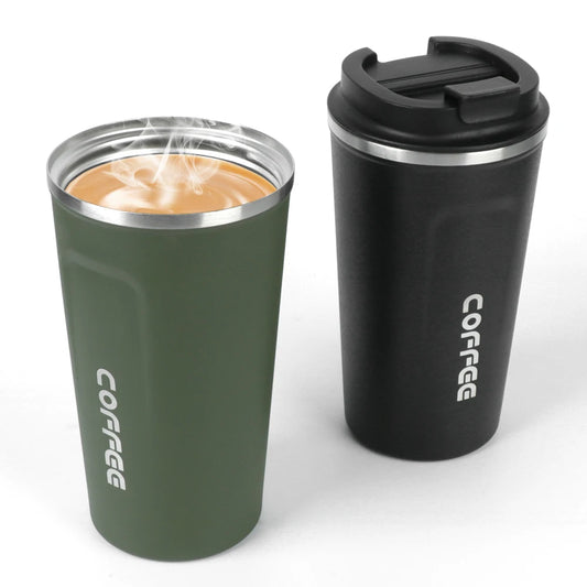 Caneca térmica para carro Thermo Cafe Coffee Mug 380/510ML à prova de vazamentos Copo térmico de viagem para chá, água, café, aço inoxidável duplo