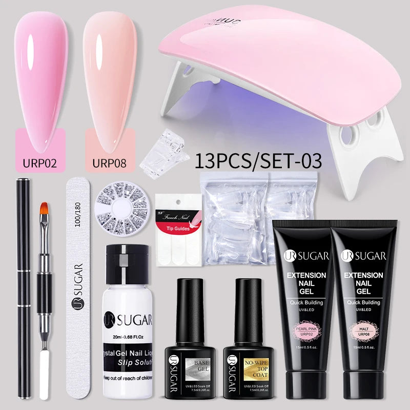 UR SUGAR Acrílico UV Gel Extensão Unhas Gel Kit Nude Glitter Cor Gel Construção Rápida Esmalte Tudo Para Manicure Nail Art Design