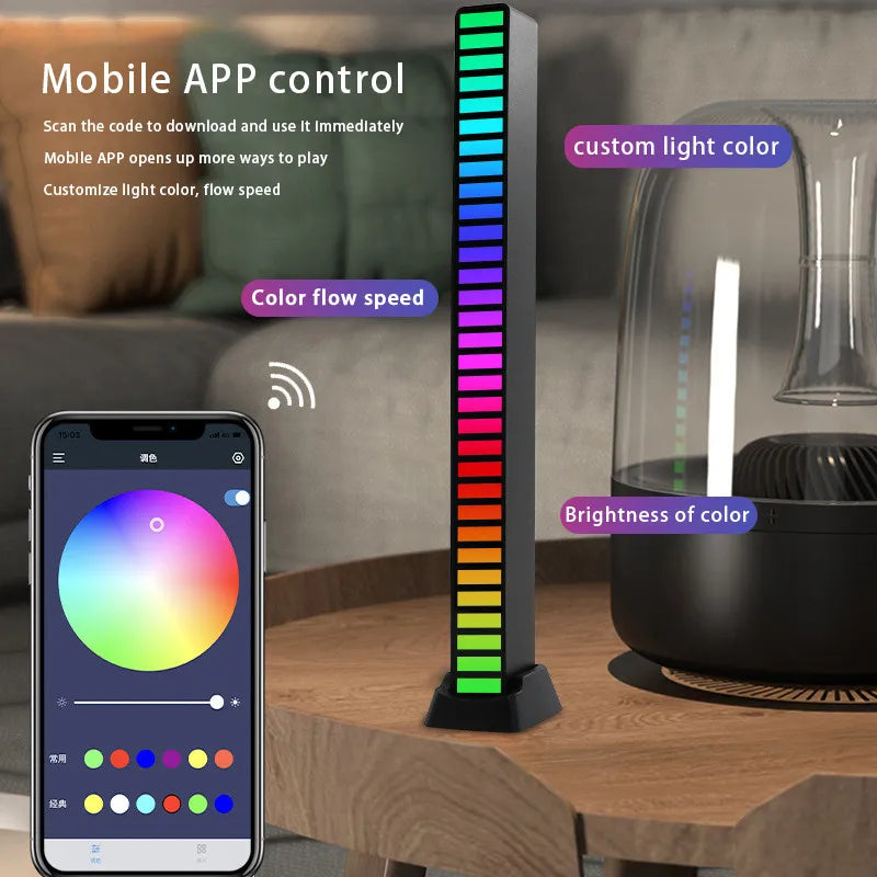 Lâmpada RGB LED Strip Lights Captador de Luz Controle de Som Lâmpada Luz Ambiente Controle de APP Inteligente Ritmo Musical para Jogo Luz de Mesa