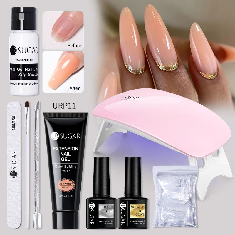 UR SUGAR Acrílico UV Gel Extensão Unhas Gel Kit Nude Glitter Cor Gel Construção Rápida Esmalte Tudo Para Manicure Nail Art Design