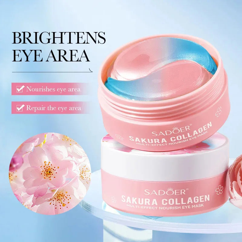 60 peças SADOER Sakura Máscara de Colágeno para os Olhos Anti-Olheiras Remoção de Bolsas Hidratantes Firmadores Patches para os Olhos Cuidados com a Pele para os Olhos