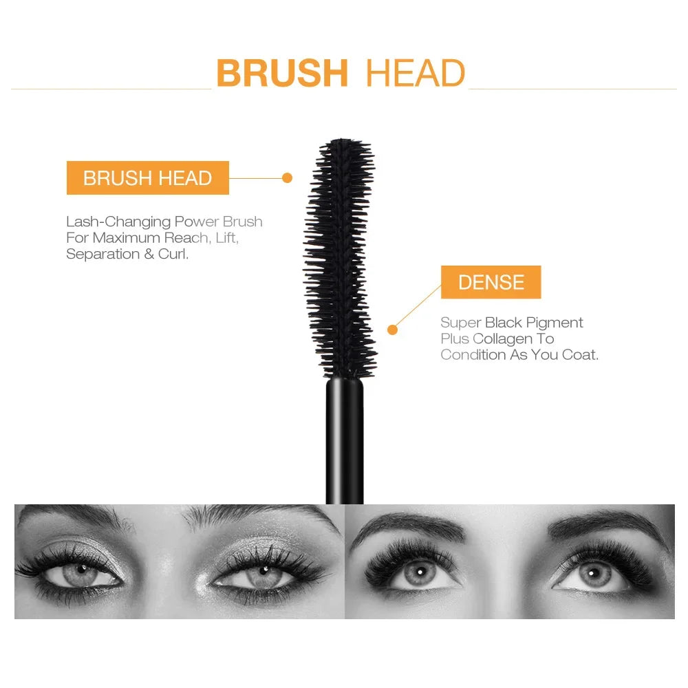 3D Mascara Alongamento Preto Cílios Extensão Cílios Pincel Beleza Maquiagem Longa Duração Cor Dourada Rímel