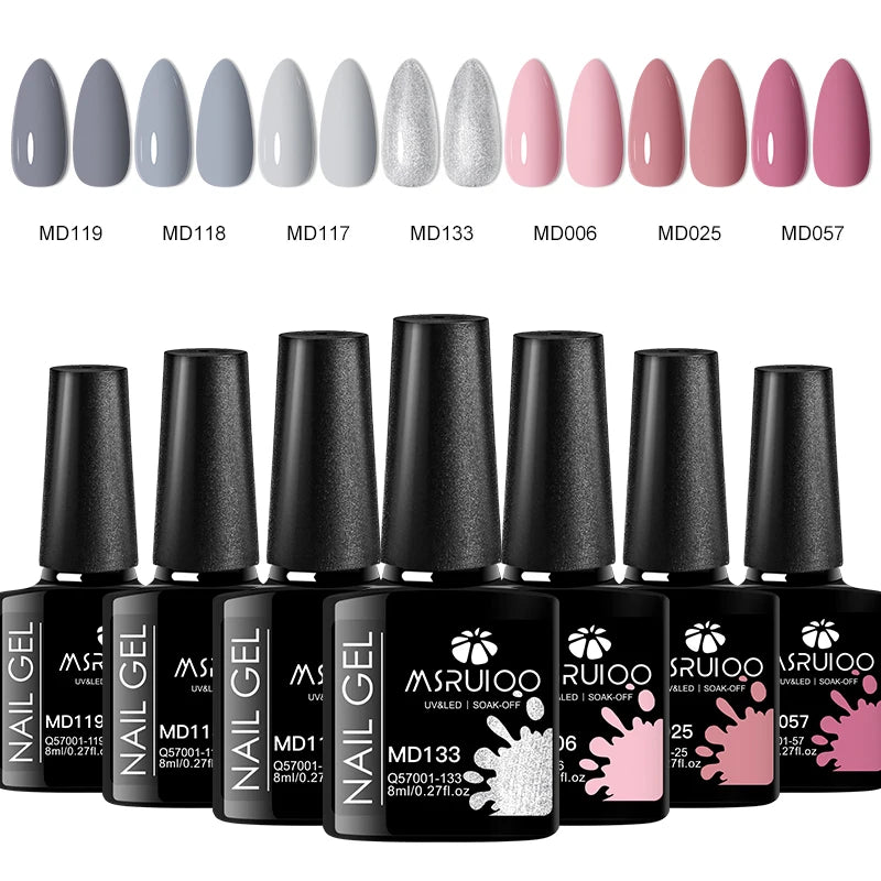 Conjunto de 7 peças de esmalte em gel para unhas, faça você mesmo, design de arte em unhas, tudo para decoração, gel UV de imersão, pintura de manicure de longa duração, kits de gel Vernis