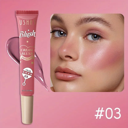 Ushas blush líquido de longa duração, 4 cores, contorno facial, leve, macio, multiuso, creme, blush, à prova de água, bastão de blush facial