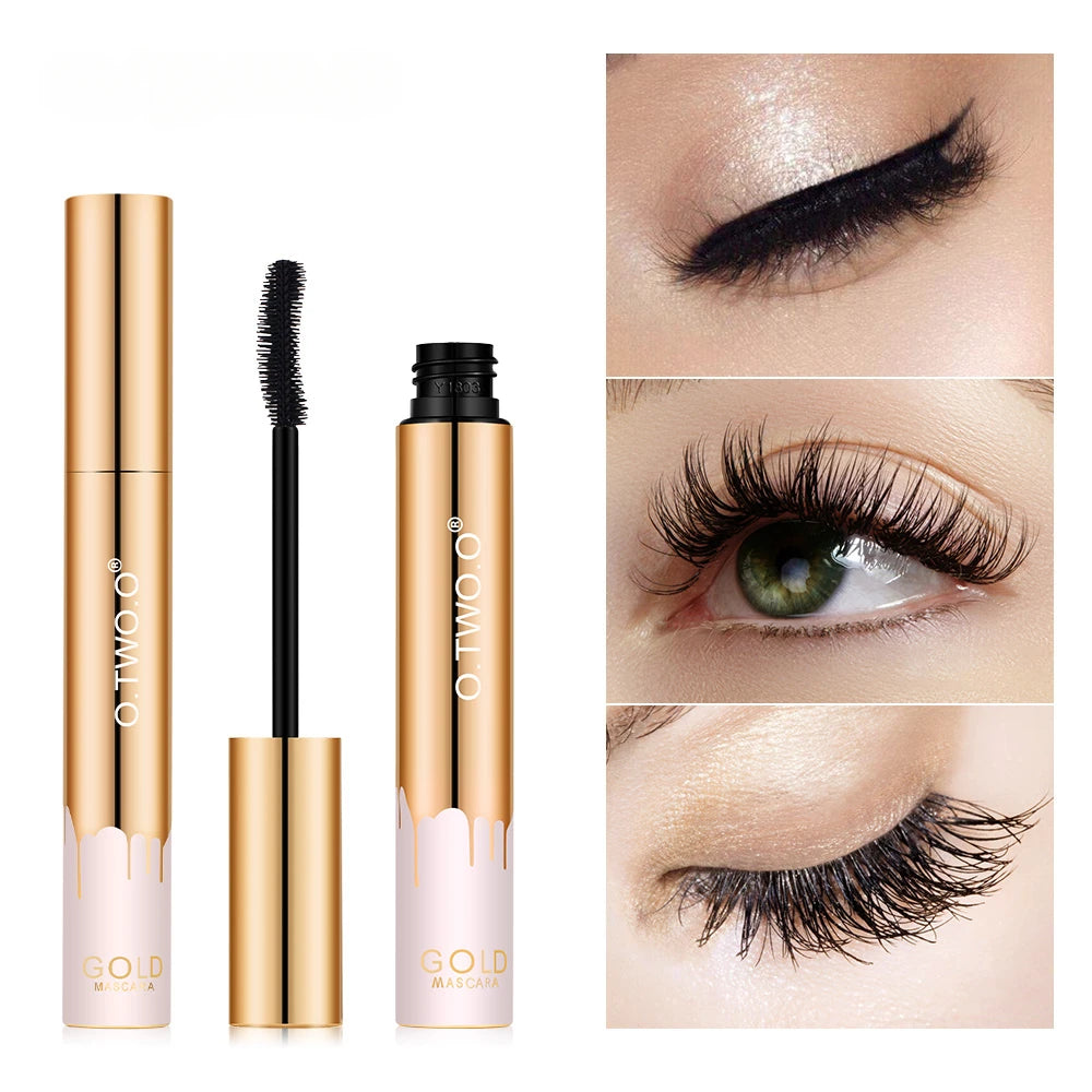 3D Mascara Alongamento Preto Cílios Extensão Cílios Pincel Beleza Maquiagem Longa Duração Cor Dourada Rímel