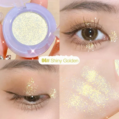 Paleta de sombras monocromáticas com glitter diamante, descoloração, iluminador, lantejoulas, à prova d'água, pigmentos de maquiagem duradoura para os olhos