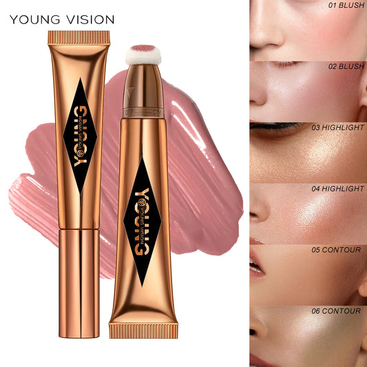 Almofada de ar YOUNG VISION, blush em pó, bastão de alto brilho, líquido de maquiagem, rouge, 6 cores opcionais