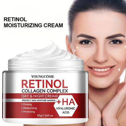 Retinol Colágeno Creme Hidratante para Cuidados Faciais nutre profundamente Adequado para pele seca e áspera, Creme Facial Envelhecido Hidratante