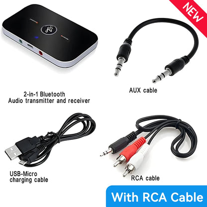 B6 2 EM 1 Bluetooth 5.3 Transmissor de Áudio Receptor 3.5mm AUX Jack RCA USB Dongle Música Adaptador Sem Fio Para Carro PC TV Fone de Ouvido