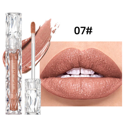 QIBEST À Prova de Água Diamante Brilho Brilho Labial Matte Batom Líquido Brilhante Pérola Lip Glaze Longa Duração LipTint Maquiagem Feminina