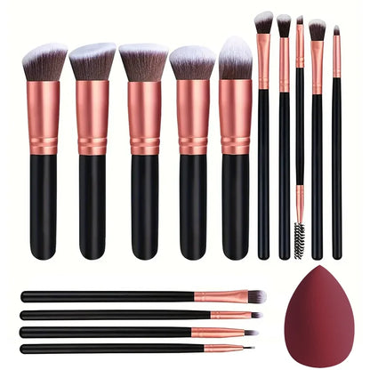 NOVO 14PCS Conjunto de pincéis de maquiagem macios e fofos Base Blush Pó Sombra Mistura Cosméticos Femininos Ferramenta de beleza Presente de Natal