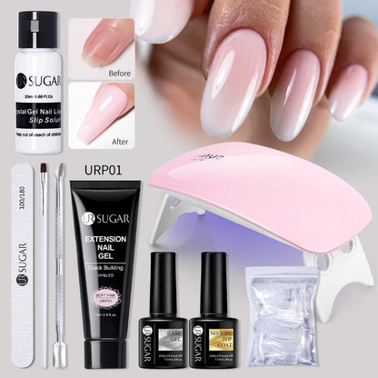 UR SUGAR Acrílico UV Gel Extensão Unhas Gel Kit Nude Glitter Cor Gel Construção Rápida Esmalte Tudo Para Manicure Nail Art Design