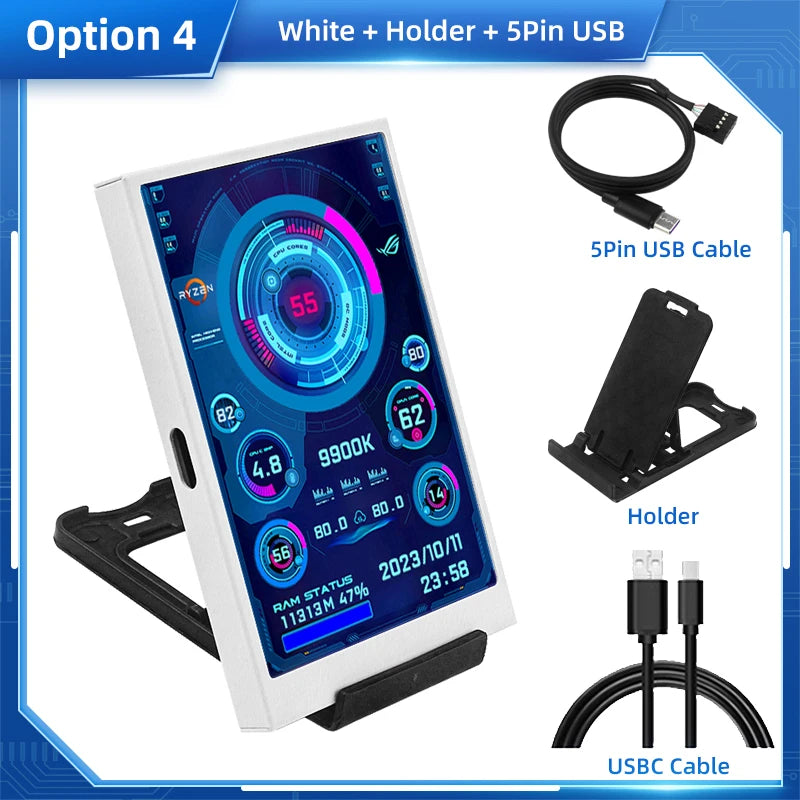 Tela secundária IPS tipo C de 3,5 polegadas para computador CPU GPU RAM HDD Display 320*480 USB LCD Monitor Freely AIDA64 Windows 10 11