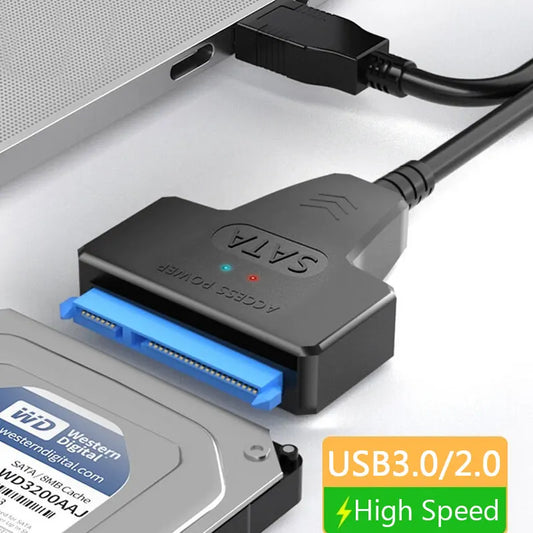 Cabo SATA para USB 3.0 / 2.0 de até 6 Gbps para HDD externo de 2,5 polegadas SSD Disco rígido SATA 3 Adaptador de 22 pinos Cabo USB 3.0 para Sata III