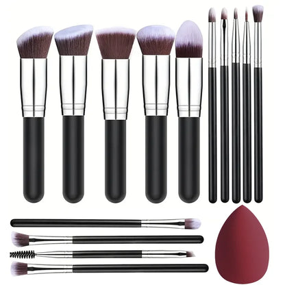 NOVO 14PCS Conjunto de pincéis de maquiagem macios e fofos Base Blush Pó Sombra Mistura Cosméticos Femininos Ferramenta de beleza Presente de Natal