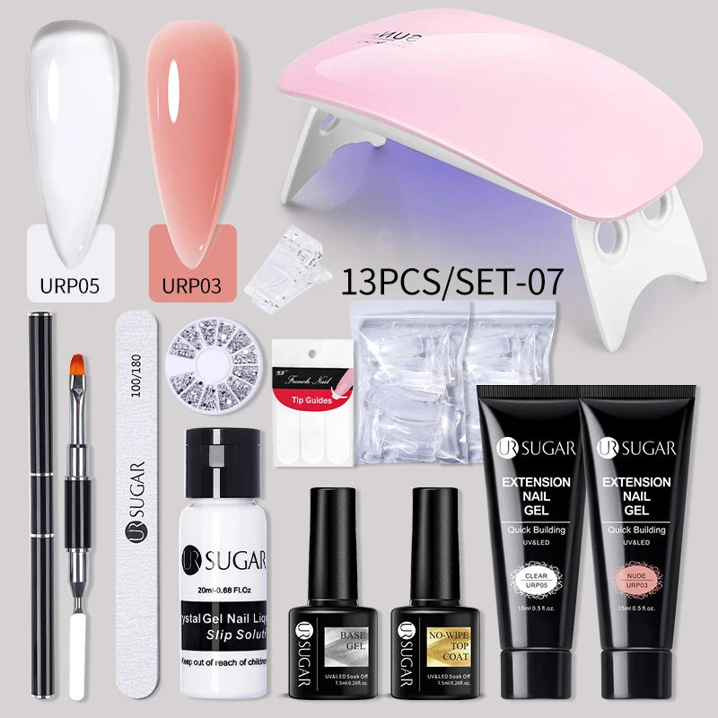 UR SUGAR Acrílico UV Gel Extensão Unhas Gel Kit Nude Glitter Cor Gel Construção Rápida Esmalte Tudo Para Manicure Nail Art Design